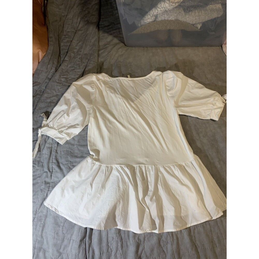 C est 1946 Womens White Peplum Blouse size S Bohemian - Picture 7 of 7